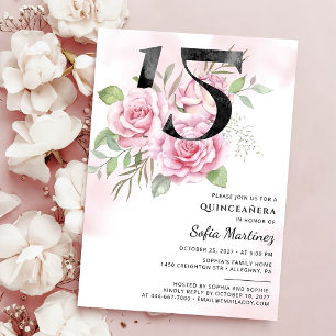 15th Birthday Quinceanera Rustic Floral  Invitation