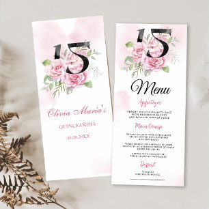 15th Birthday Quinceanera Rustic Floral Menu