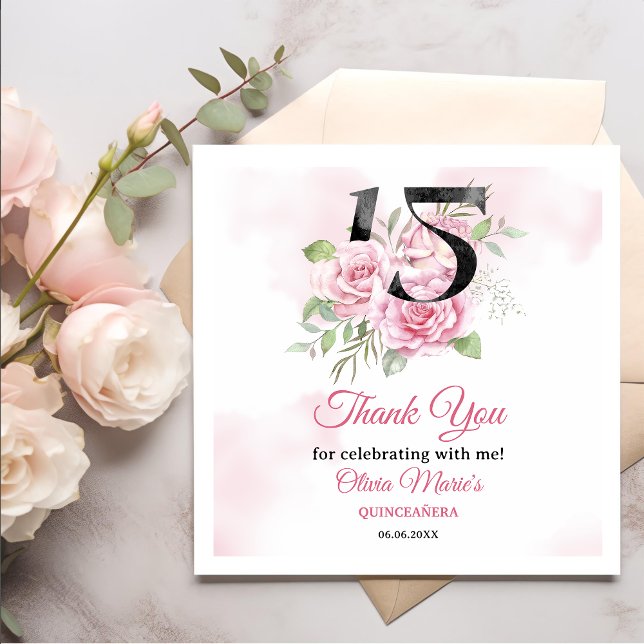 15th Birthday Quinceanera Rustic Floral Napkin (Creator Uploaded)