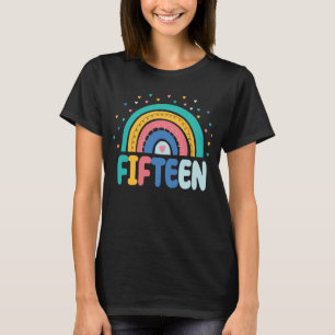 15th Birthday Rainbow Fan 15 Years Old Girls 15 Bd T-Shirt
