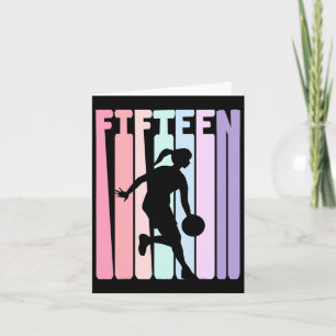 15th Birthday Retro Bysketbyll Player 15 Years Old Card