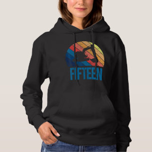 15th Birthday Retro Excavator Construction Vehicle Hoodie