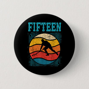 15th Birthday Retro Field Hockey 15 Years Old Boy 6 Cm Round Badge