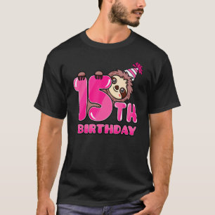 15th Birthday Sloth Theme Bday Party Celebration 1 T-Shirt