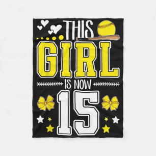 15th Birthday Softll Girl 15 Year Old Softll Playe Fleece Blanket