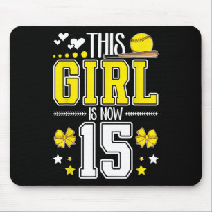 15th Birthday Softll Girl 15 Year Old Softll Playe Mouse Mat