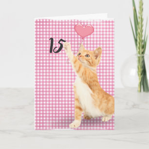 15th birthday tabby cat card