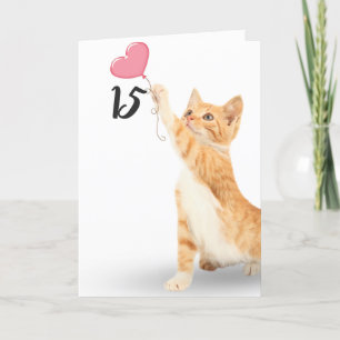 15th birthday tabby cat card