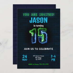 15th Boy Birthday Invitation