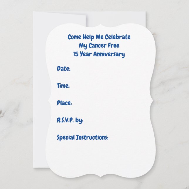 15th Cancer Anniversary Party Invitations (Back)