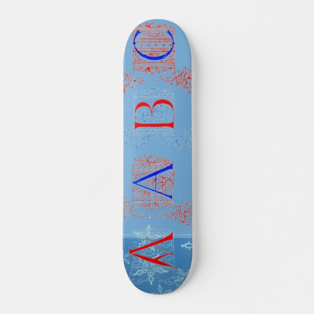 15th Century Alphabet Skateboard (Front)