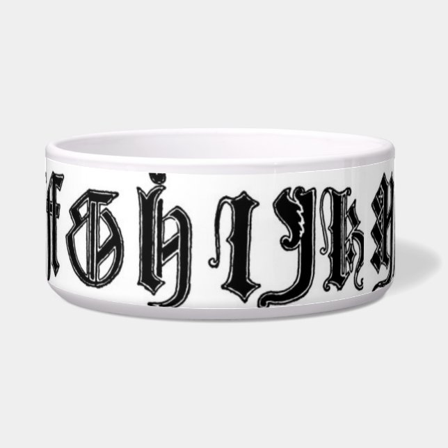 15th Century Gothic Alphabet Pet Bowl (Front)