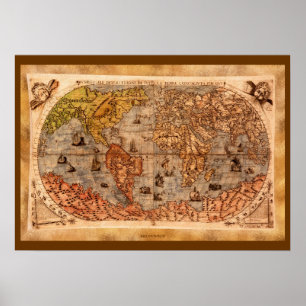 15th Century Old World Map Art Poster