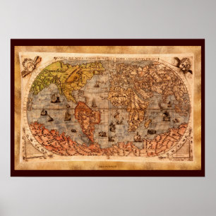 15th Century Old World Map Art Poster
