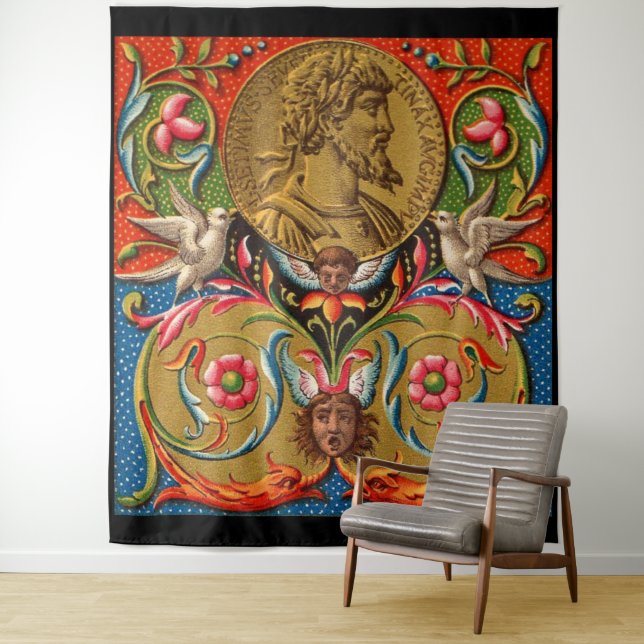 15th century print Caesar birds flowers etc Tapestry (In Situ)