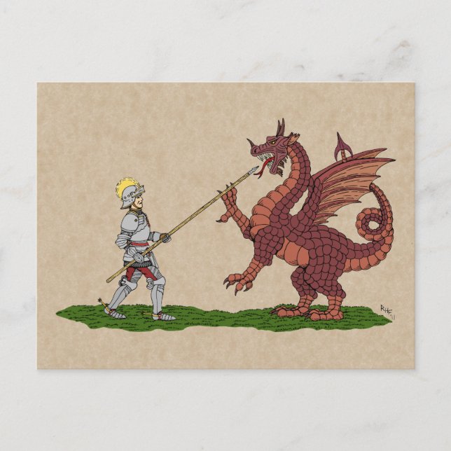15th Century Saint George and the Dragon Postcard (Front)