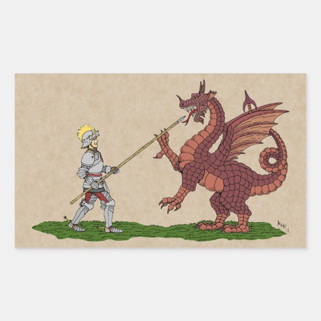 15th Century Saint George and the Dragon Rectangular Sticker (Front)