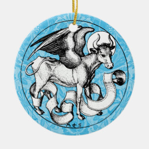 15th Century St Luke's Emblem Winged Bull Ceramic Tree Decoration