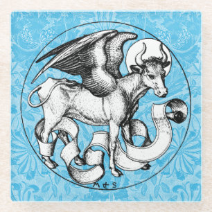 15th Century St Luke's Emblem Winged Bull Glass Coaster