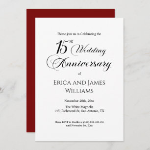15th Crystal Wedding Anniversary Elegant Script Invitation