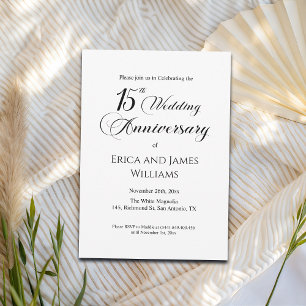 15th Crystal Wedding Anniversary Elegant Script Invitation