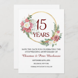 15th Crystal Wedding Anniversary  Save The Date