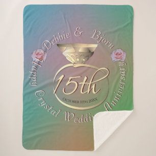 15th Crystal Wedding Anniversary Sherpa Blanket