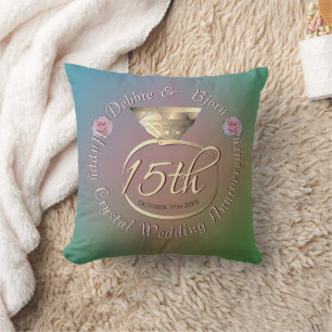 15th Crystal Wedding Anniversary Throw Pillow