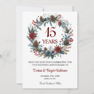 15th Crystal Wedding Anniversary Winter Save The Date