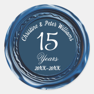 15th Crystal Wedding Blue Wax Seal Sticker
