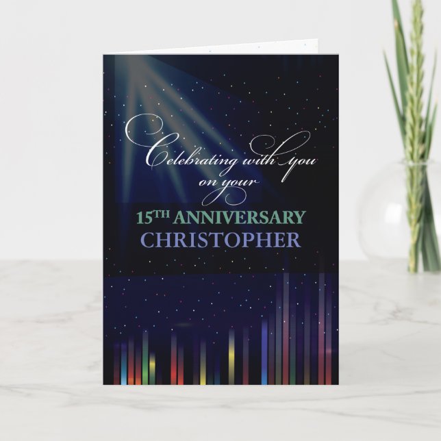 15th Employee Anniversary Sky, Customisable Black Card (Front)
