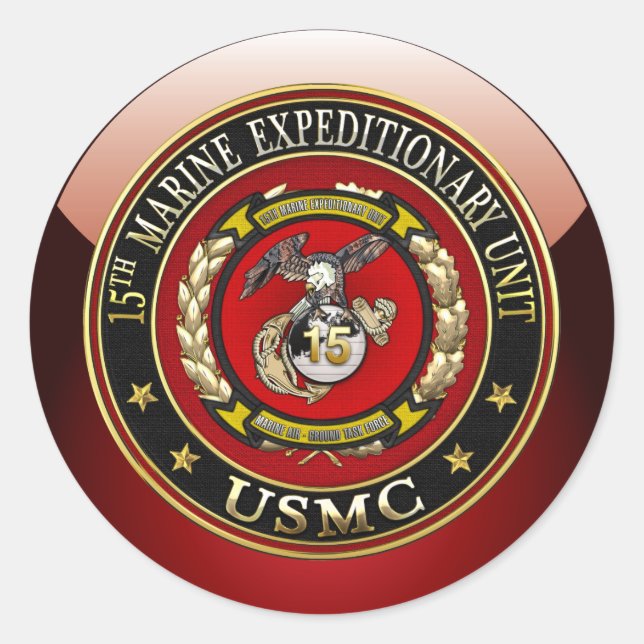 15th Marine Expeditionary Unit (15th MEU) [3D] Classic Round Sticker (Front)