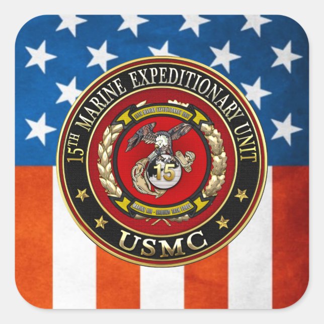 15th Marine Expeditionary Unit (15th MEU) [3D] Square Sticker (Front)