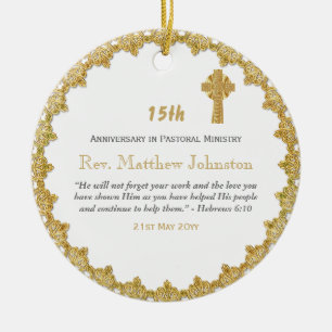 15th Ordination Anniversary Personalised Scripture Ceramic Tree Decoration