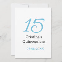 15th quinceanera birthday blue black bold letter n