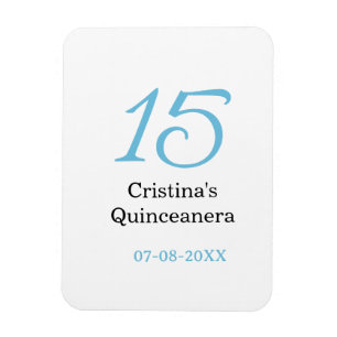 15th quinceanera birthday blue black bold letter n magnet
