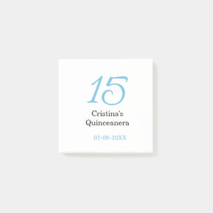 15th quinceanera birthday blue black bold letter n post-it notes