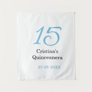 15th quinceanera birthday blue black bold letter n tapestry