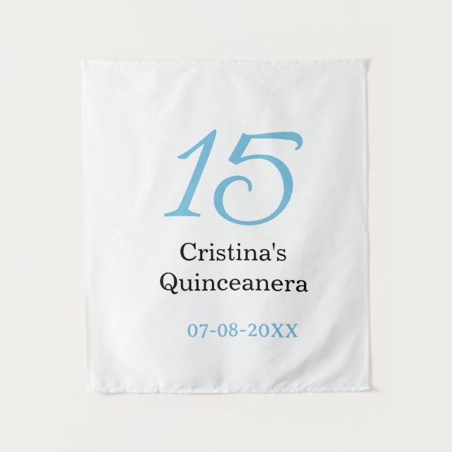 15th quinceanera birthday blue black bold letter n tapestry (Front)
