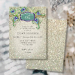 15th Quinceanera Quince Anos Birthday Peacock Invitation<br><div class="desc">NOTE: THIS IS A FLAT PRINTED INVITATION there is no actual glitter, jewels or silver metallic inks used in making it. COLOR PALETTE: aqua blue, purple and green with silver glitter look DESIGN COLLECTION: 15th, Quinceanera, Mis Quince Anos, fifteenth birthday party celebration invite. This ticket style invite begins with Audrey...</div>