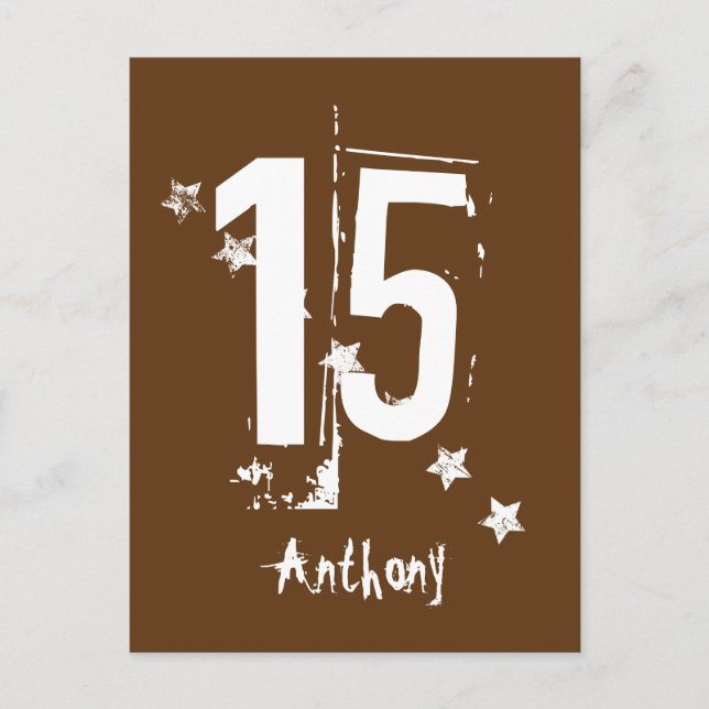 15th Teen Birthday Save Date Grunge Letters Stars Announcement Postcard (Front)