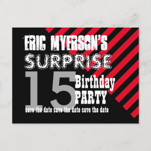 15th TEEN Surprise Birthday Save the Date A06 Announcement Postcard