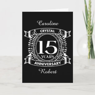 15TH wedding anniversary black and white Card