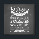 15th wedding anniversary, chalkboard, 15 years magnet<br><div class="desc">Celebrate your love with our elegant wedding anniversary signs. Perfect for marking milestones and adding a special touch,  these signs are ideal for highlighting your celebration,  enhancing the decor,  and capturing cherished memories. Their designs blend sophistication with personal charm,  making your anniversary truly unforgettable.
Designed By The Arty Apples.</div>