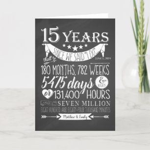 15th wedding anniversary, chalkboard, 15 years thank you card