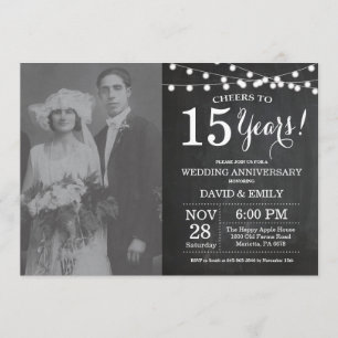 15th Wedding Anniversary Chalkboard Photo Invitation