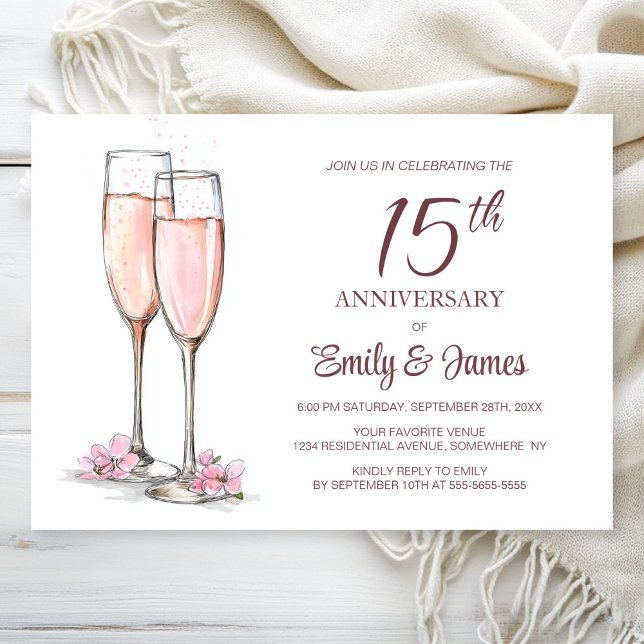 15th Wedding Anniversary Champagne Invitation (Creator Uploaded)