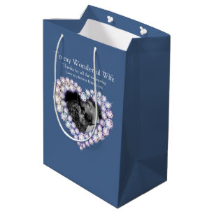 15th wedding anniversary crystal heart photo  medium gift bag