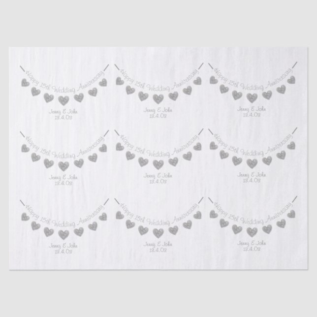 15th Wedding Anniversary crystal tissue paper (Front)