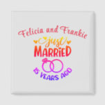 15th Wedding Anniversary Custom Names Magnet<br><div class="desc">Commemorate your fifteenth wedding anniversary with this custom magnet. Personalise the names in red text to your own or the couple who is celebrating this milestone. Great idea for a party favour too!</div>